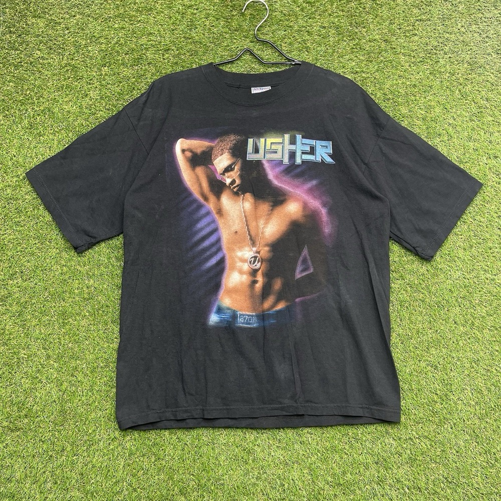 Vintage 2002 Usher 8701 Tour Shirt Mens Large Black Evolution Concert All Sport